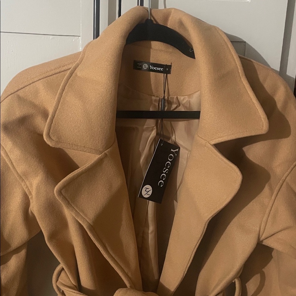 YOESEE Tan Womens Outerwear Pea Coats Long Sleeves Winter Lapel Collar Fall … - Picture 8 of 9